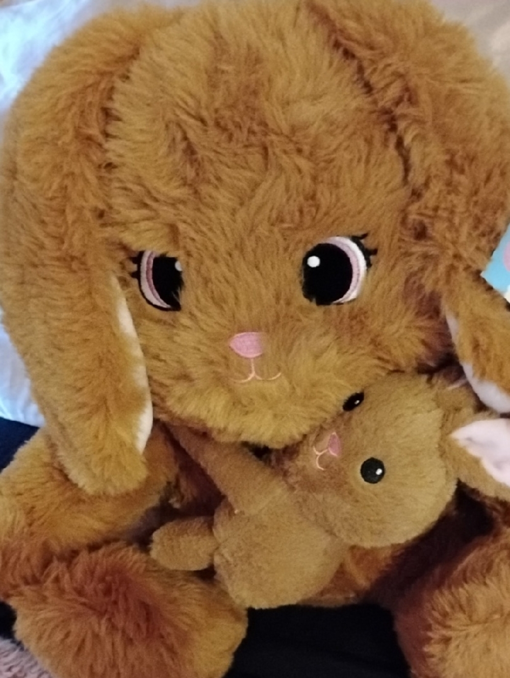 Plush Brown Bunny Stuffed Animal with Baby - Soft Comfort Toy
